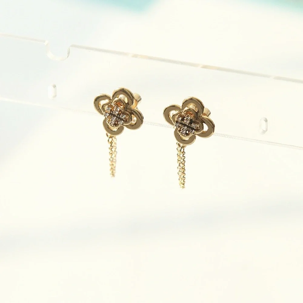 Tory Burch Gold Floral Chain Earrings